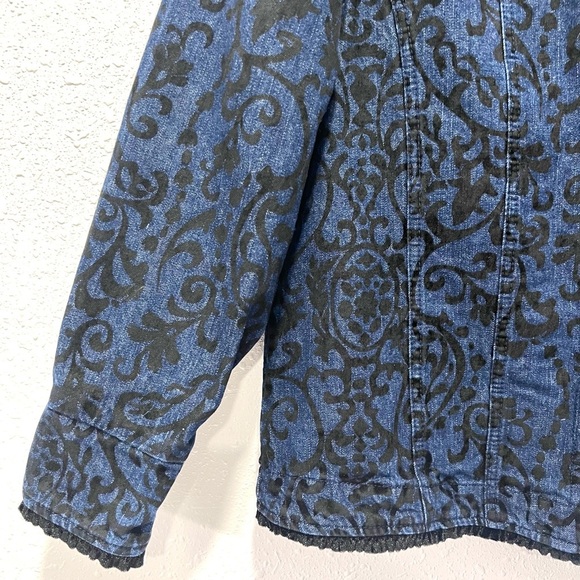 Liz Claiborne Blue and Black Jean Jacket with velvet Design XL - Picture 3 of 9